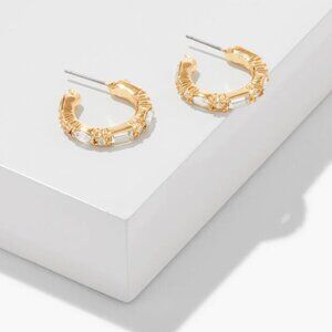 Talbots Baguette Hoop Earrings - New With Tag In Box